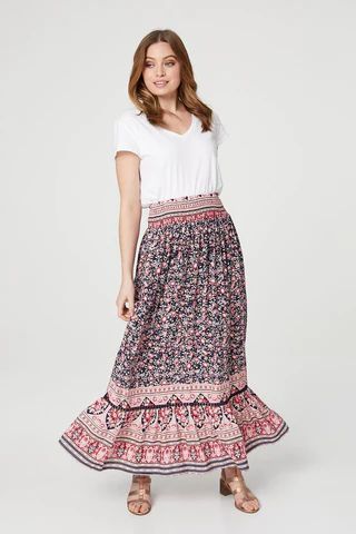 Ditsy Floral High Waist Maxi Skirt