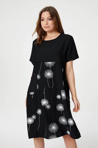 Dandelion Print Smock Dress