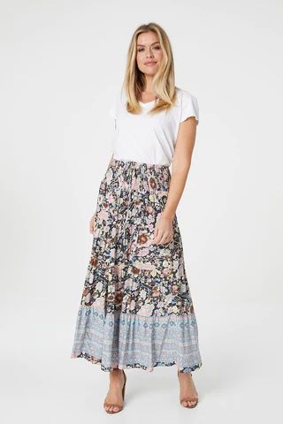 Vintage Floral Tiered Maxi Skirt