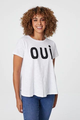 Oui Print Short Sleeve Casual T-Shirt