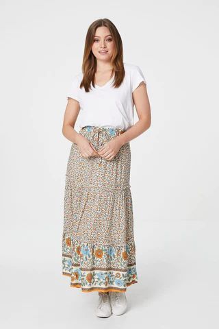 Vintage Floral A-Line Maxi Skirt