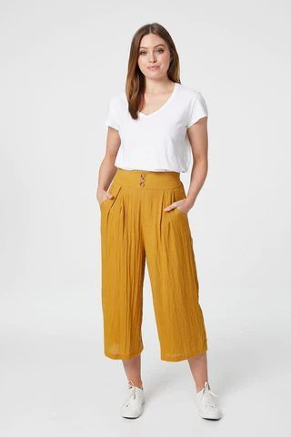 High Rise Wide Leg Cropped Trousers