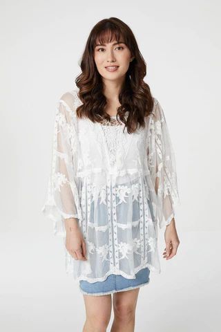 Sheer Lace Cover-Up Dress