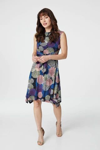 Floral Tie Front Fit & Flare Dress