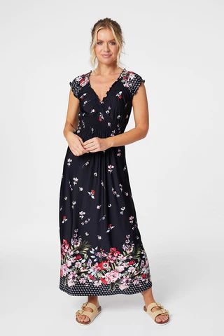 Floral Cap Sleeve Maxi Dress