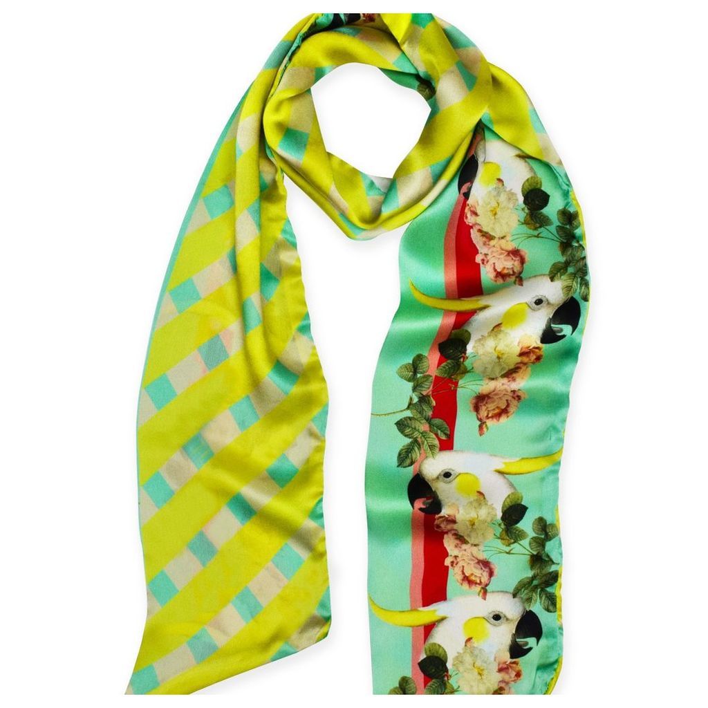 Texas and the Artichoke - Parrots & Roses Skinny Silk Scarf