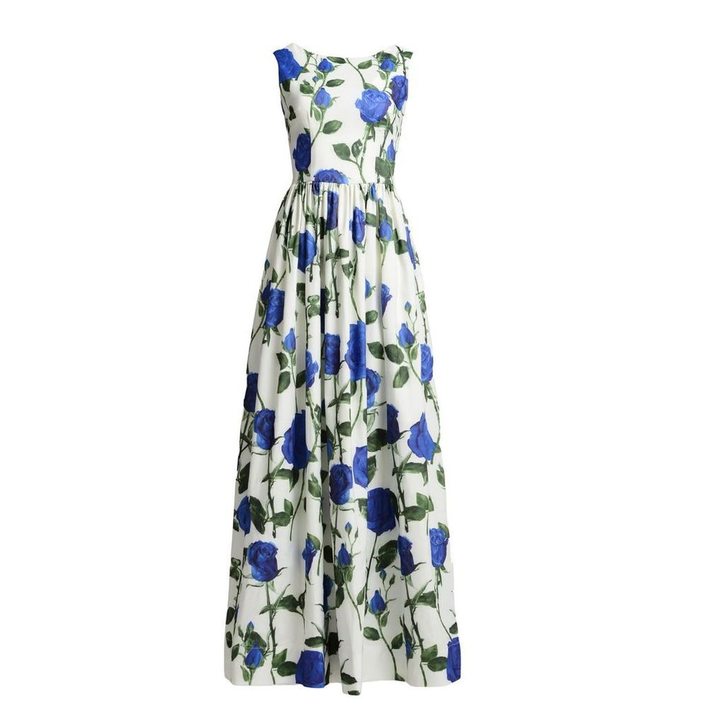 MATSOUR'I - Maxi Dress Diana With Blue Roses