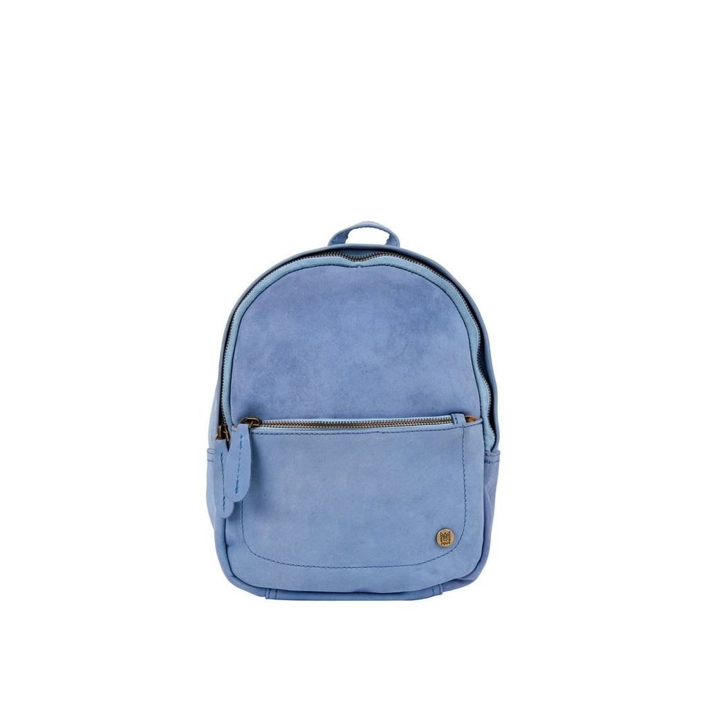 MAHI Leather - Mini Backpack In Pastel Blue Suede Leather