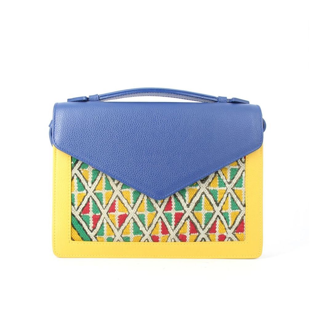 Mykilim - Alouane Handbag Bi-Color Yellow Bleu With Strap