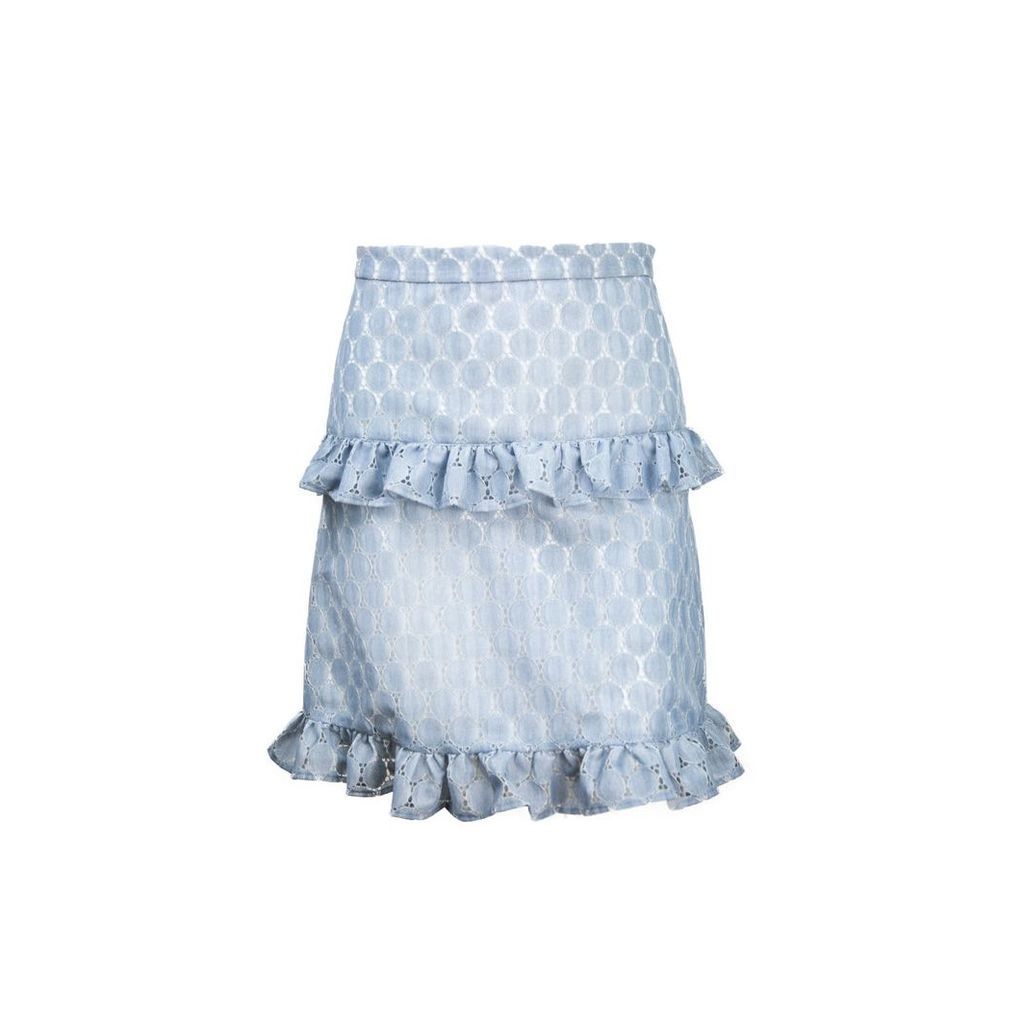 Vivienne Hu - Dusty Blue Texture Skirt With Raffle