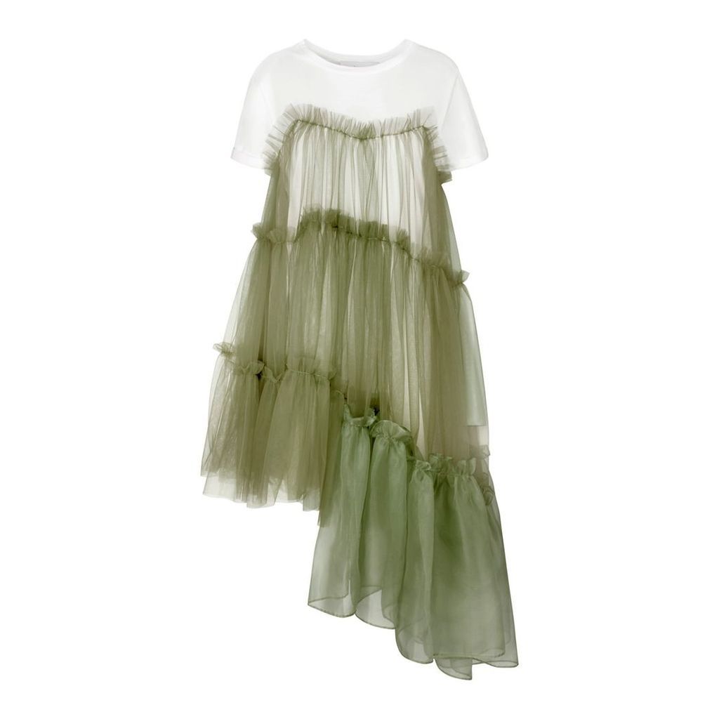 IN. NO - Raven Jersey Tulle Organza Army Dress