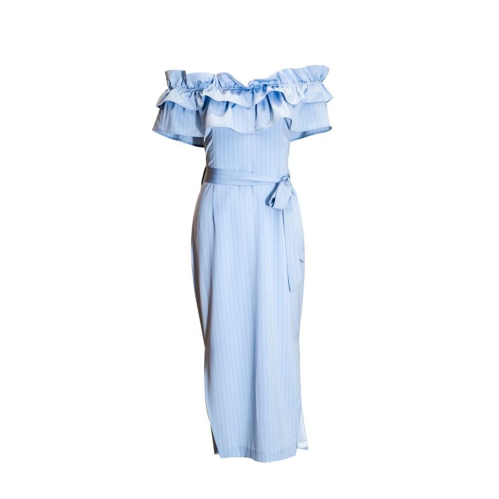 VHNY - Off-Shoulder Ruffles Blue Dress