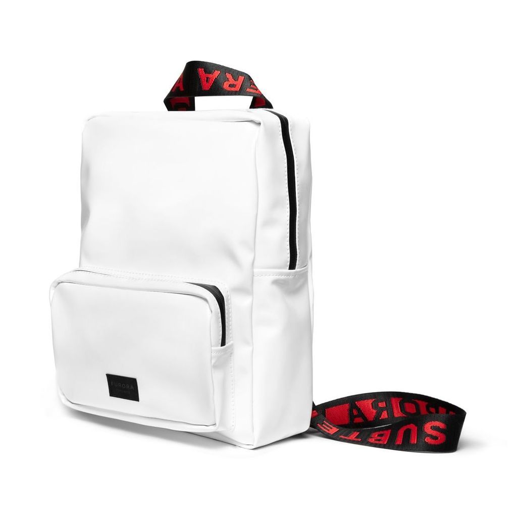 FURORA SUBTERA - White Vinyl Backpack With Red Furora Straps