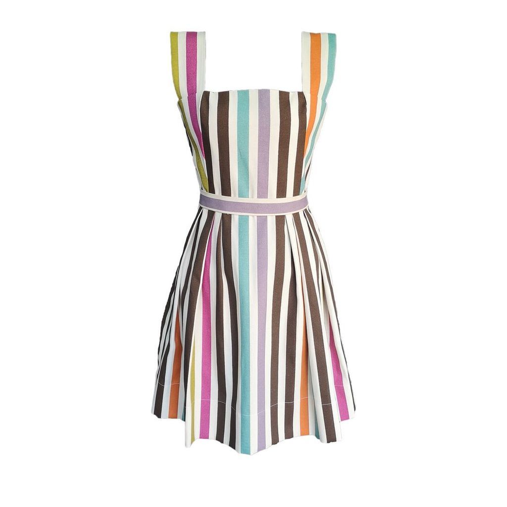 McVERDI - Colourful Tivoli Inspired Dress Brown
