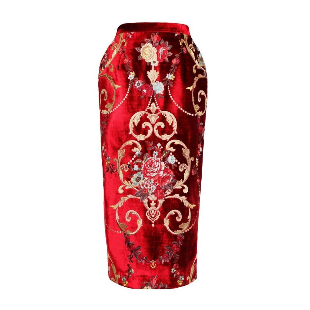 JIRI KALFAR - Royal Velvet Embroidery Floral Brocade Skirt