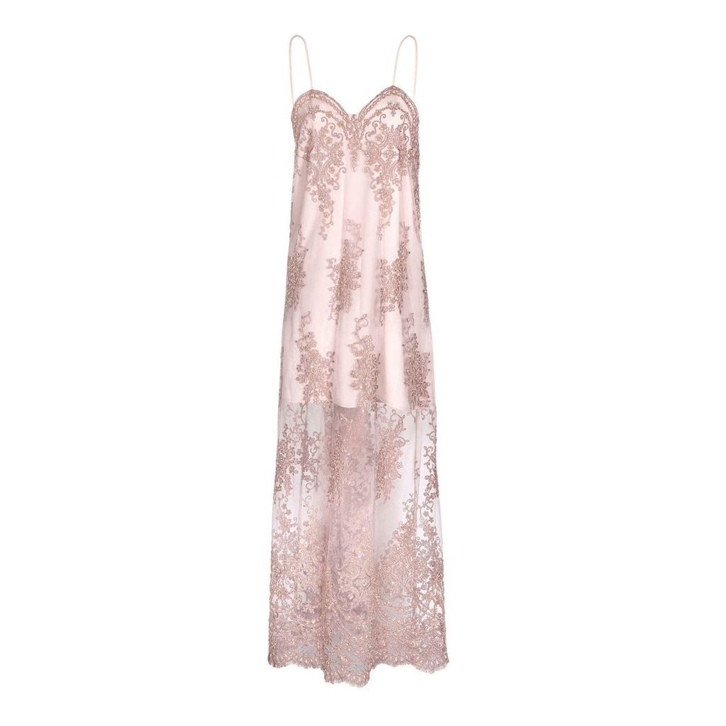 JIRI KALFAR - Dusty Pink Embroidered Slip Dress