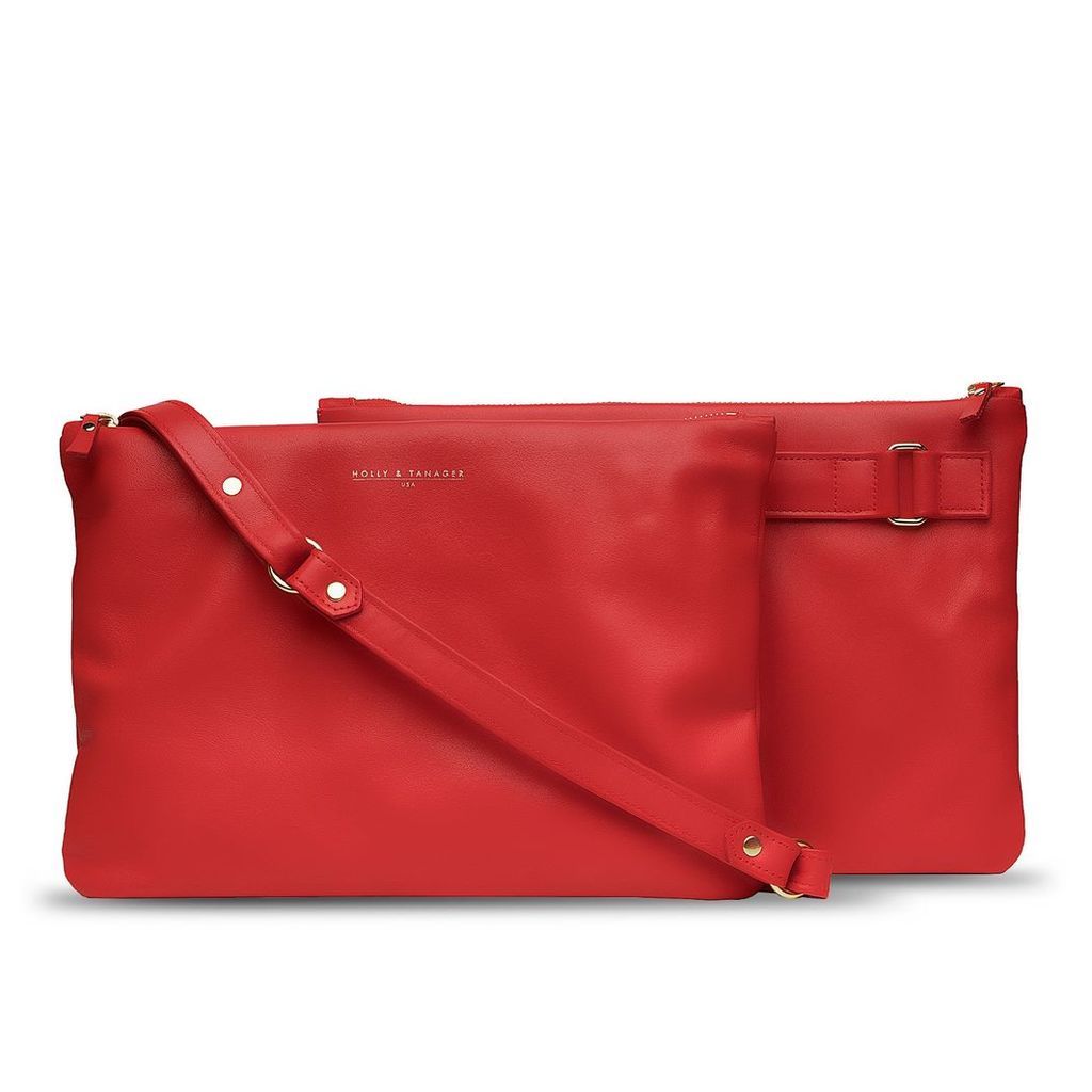 Holly & Tanager - Companion Max Leather Crossbody Clutch In Red