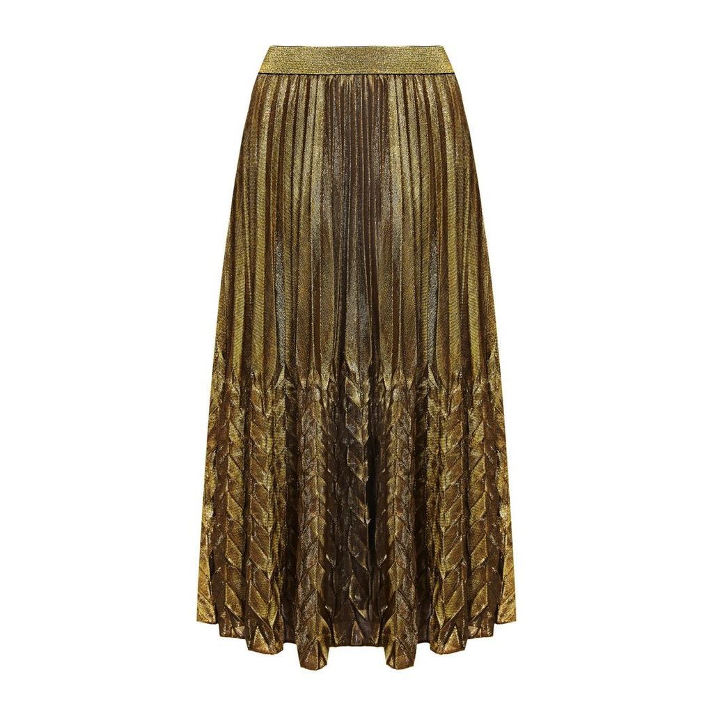 HASANOVA - Golden Metallic Midi Skirt