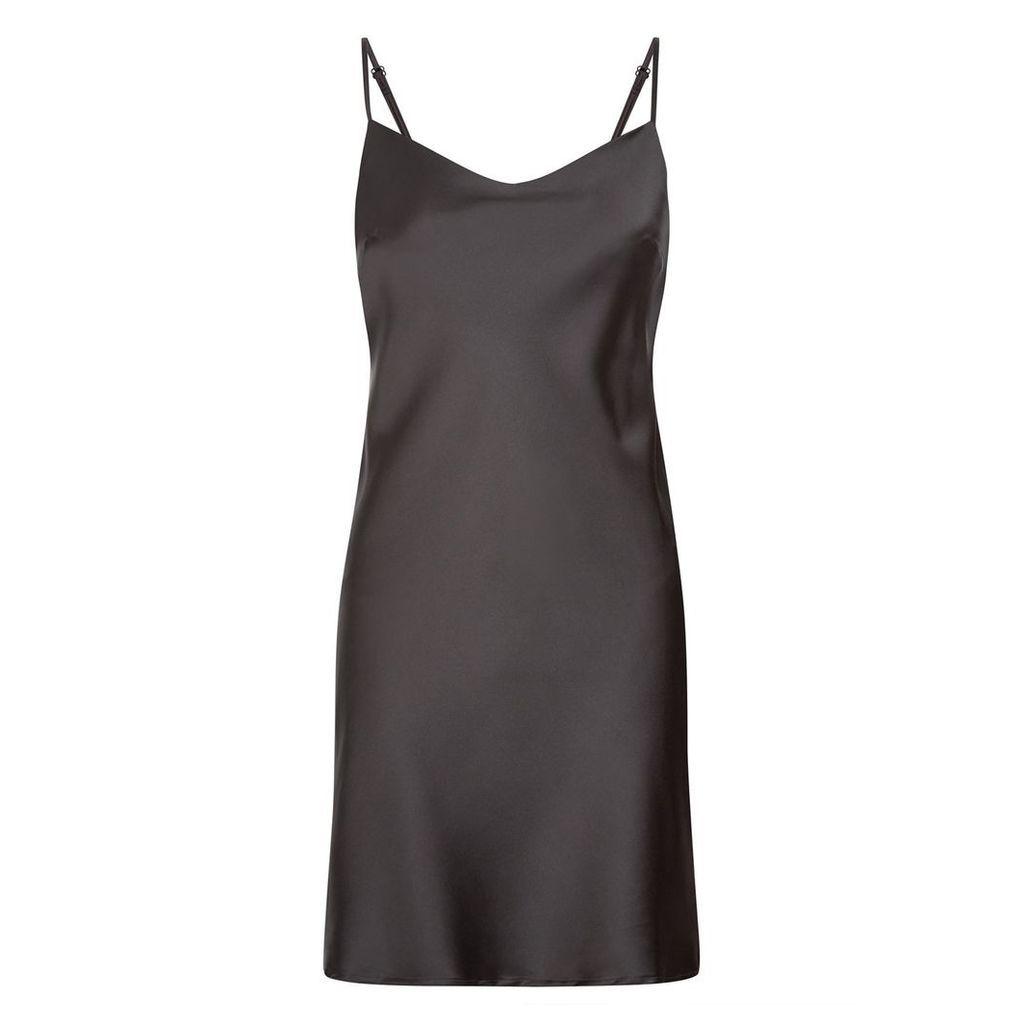 PHOEBE GRACE - Silke Midi Slip Dress in Black Stretch Silk