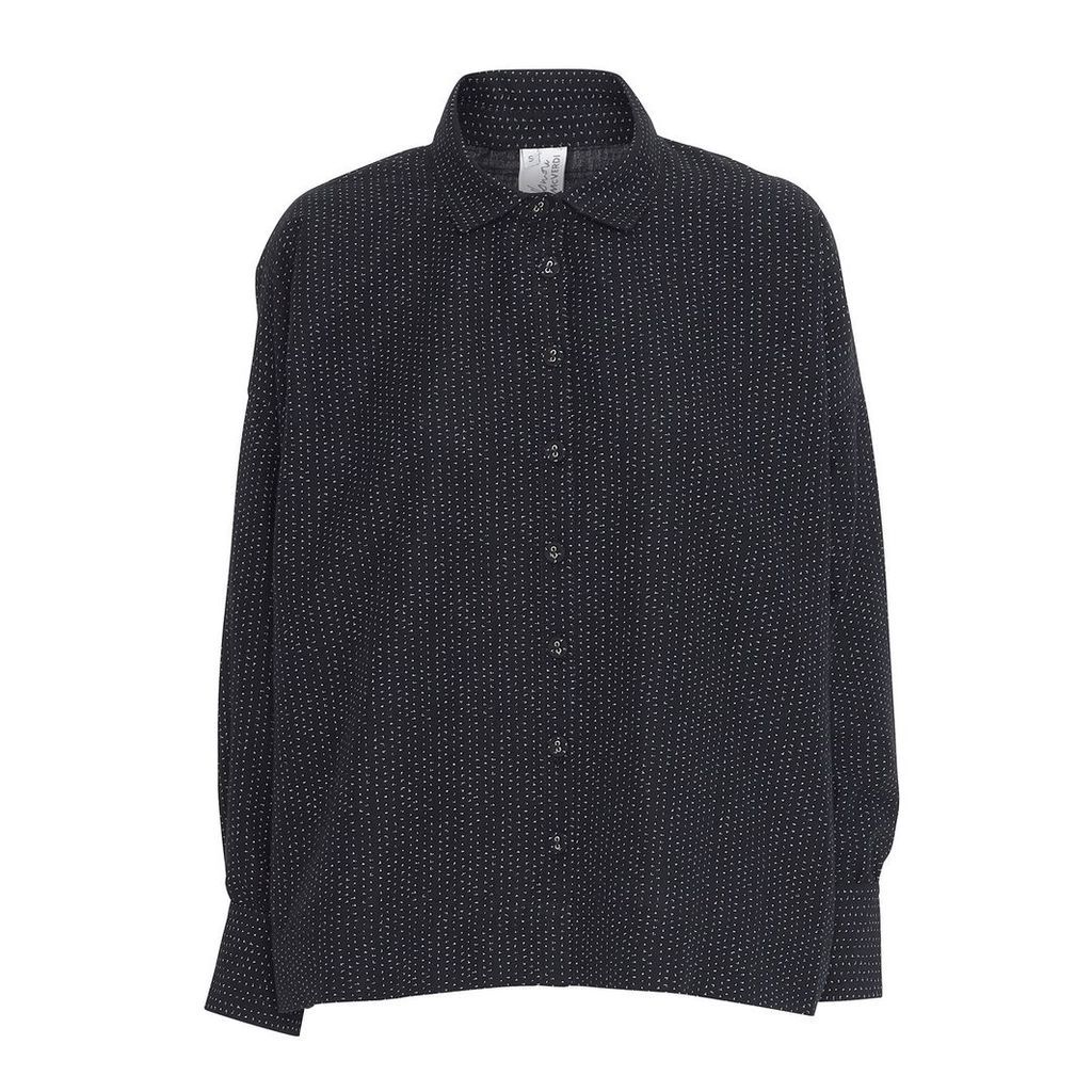 McVERDI - Oversize Black Shirt With Small Dots