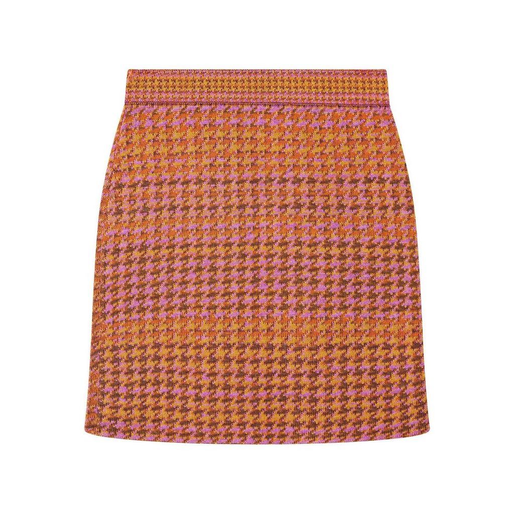 STUDIO MYR - Knitted Knee Length Pencil Skirt In Pieds-De-Poule Pattern Tweed-Heather