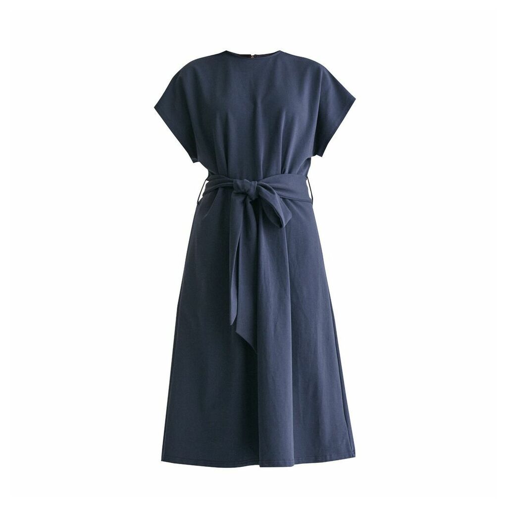 PAISIE - Jersey Dress With Self Belt In Navy