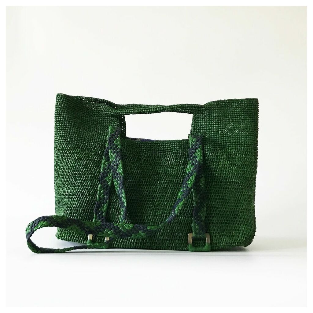 MARAINA LONDON - Ines Ms Green Raffia Shoulder Bag