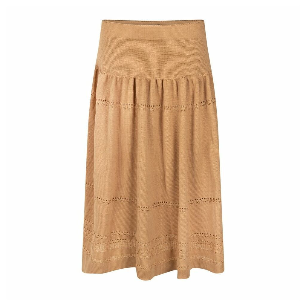 STUDIO MYR - Calf-Length Bohemian Chic Knitted Skirt Sweety - Beige.