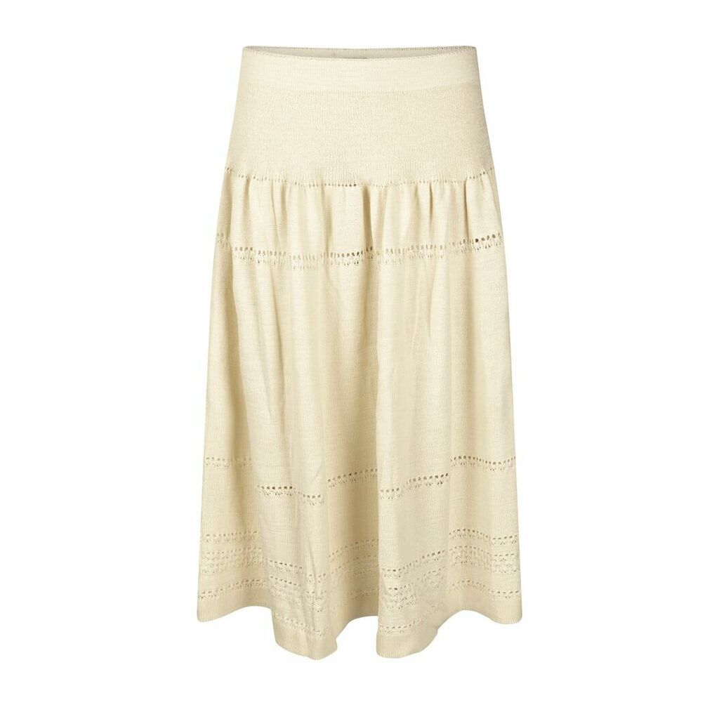 STUDIO MYR - Calf-Length Bohemian Chic Knitted Skirt Sweety Wool White