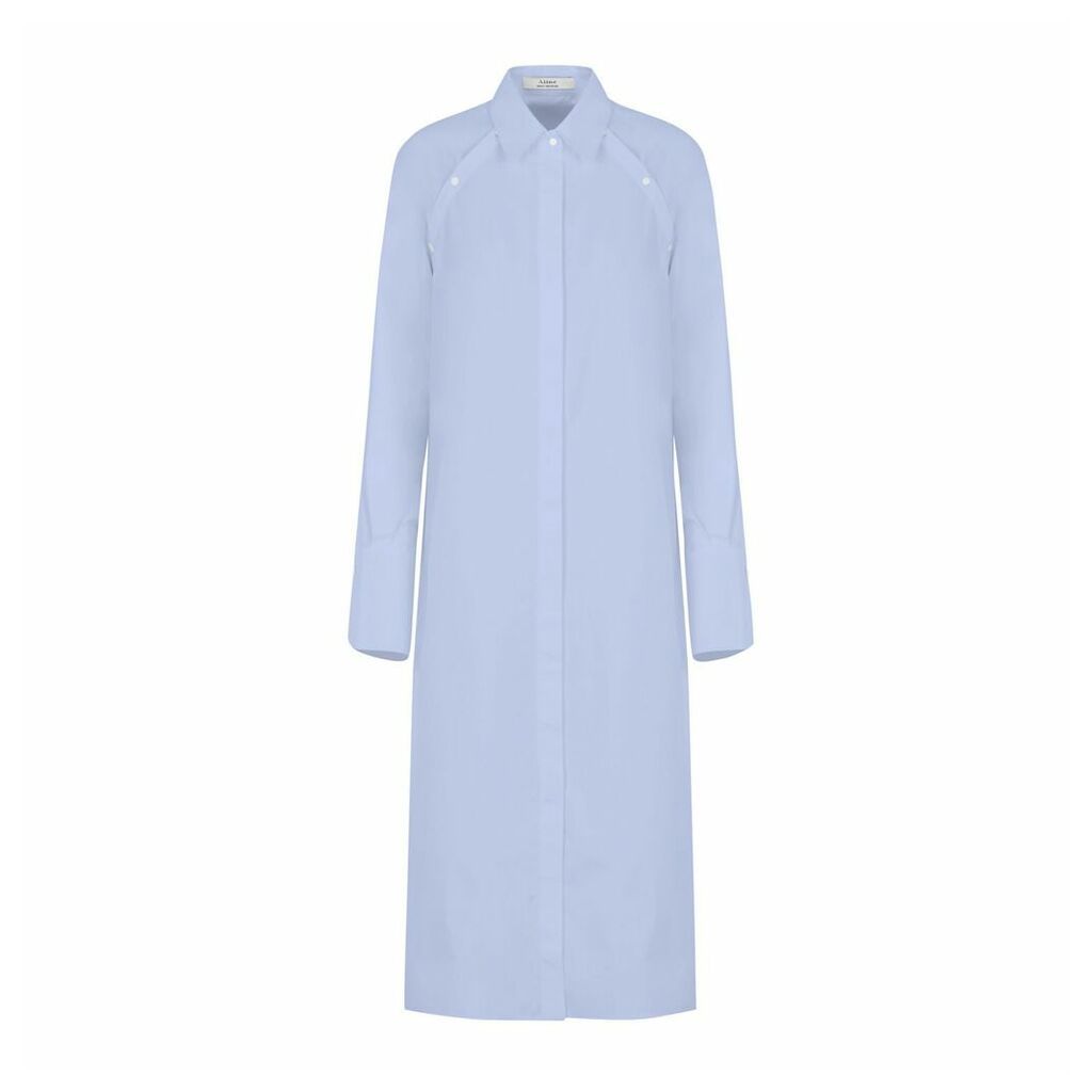 A-line Clothing - Blue Sleeve(Less) Shirt Dress
