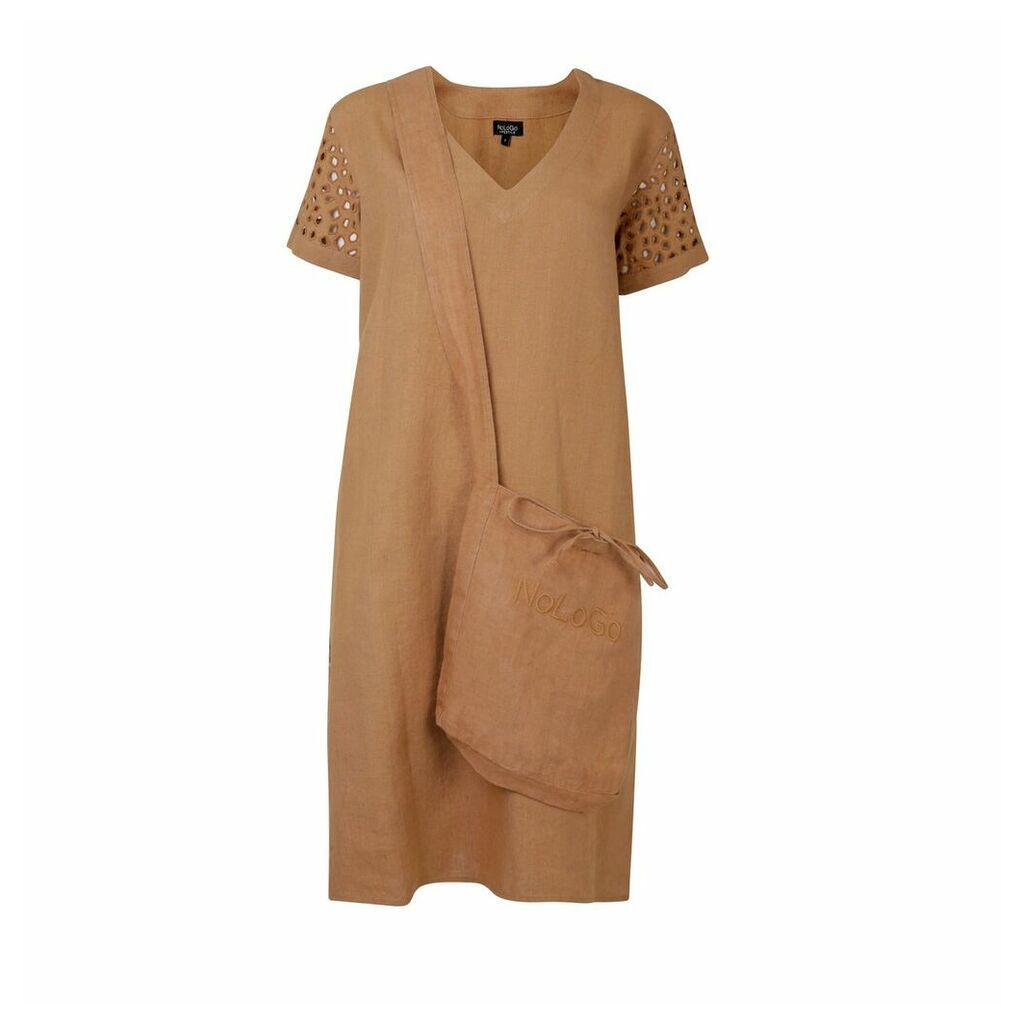 NoLoGo-chic - Garment Washed Cutwork Linen Dress and Bag - Biscuit