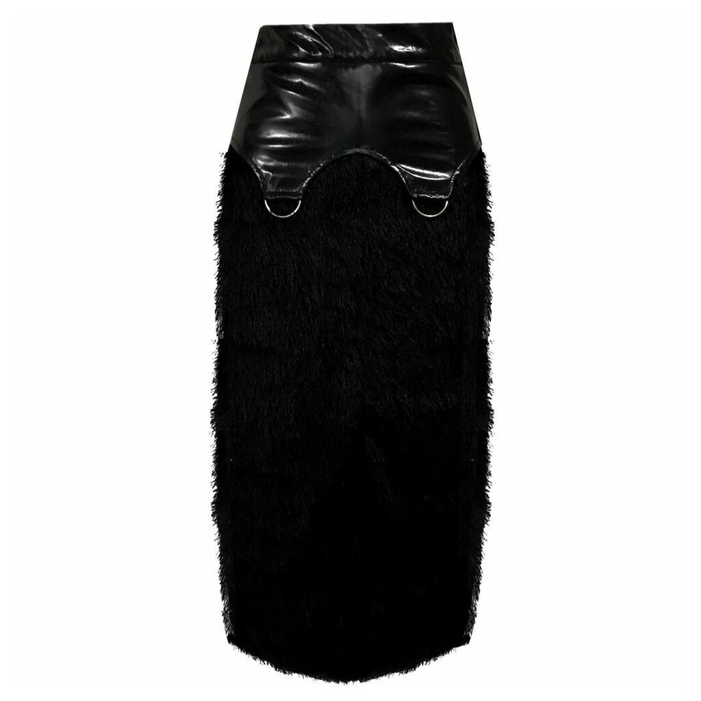 Delayne Dixon - Get'Em Skirt - High-Waisted Fringe Midi Skirt With Vinyl Garter