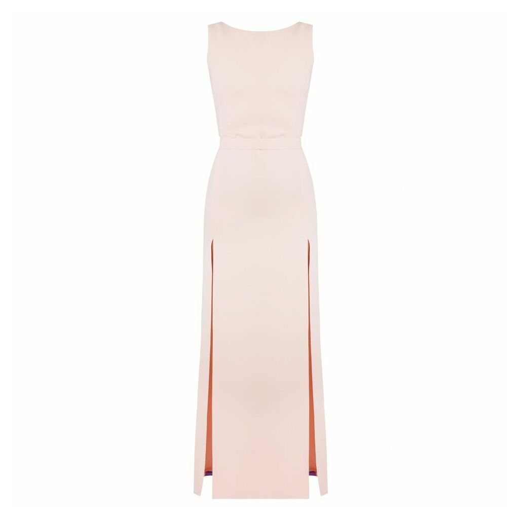 UNDRESS - Noa Pastel Pink Maxi Evening Dress With Front Splits