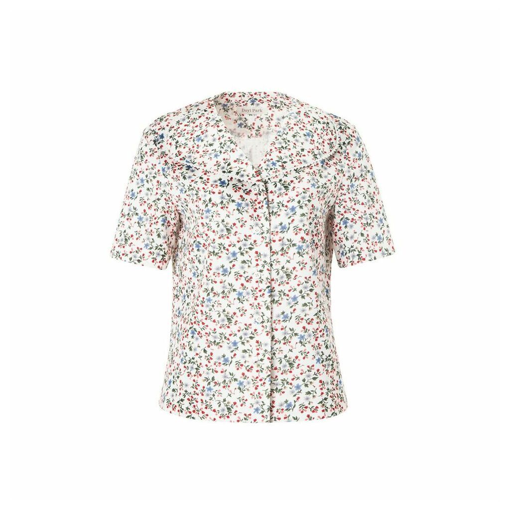 Doyi Park - Heart Collar Floral Cotton Shirt Top