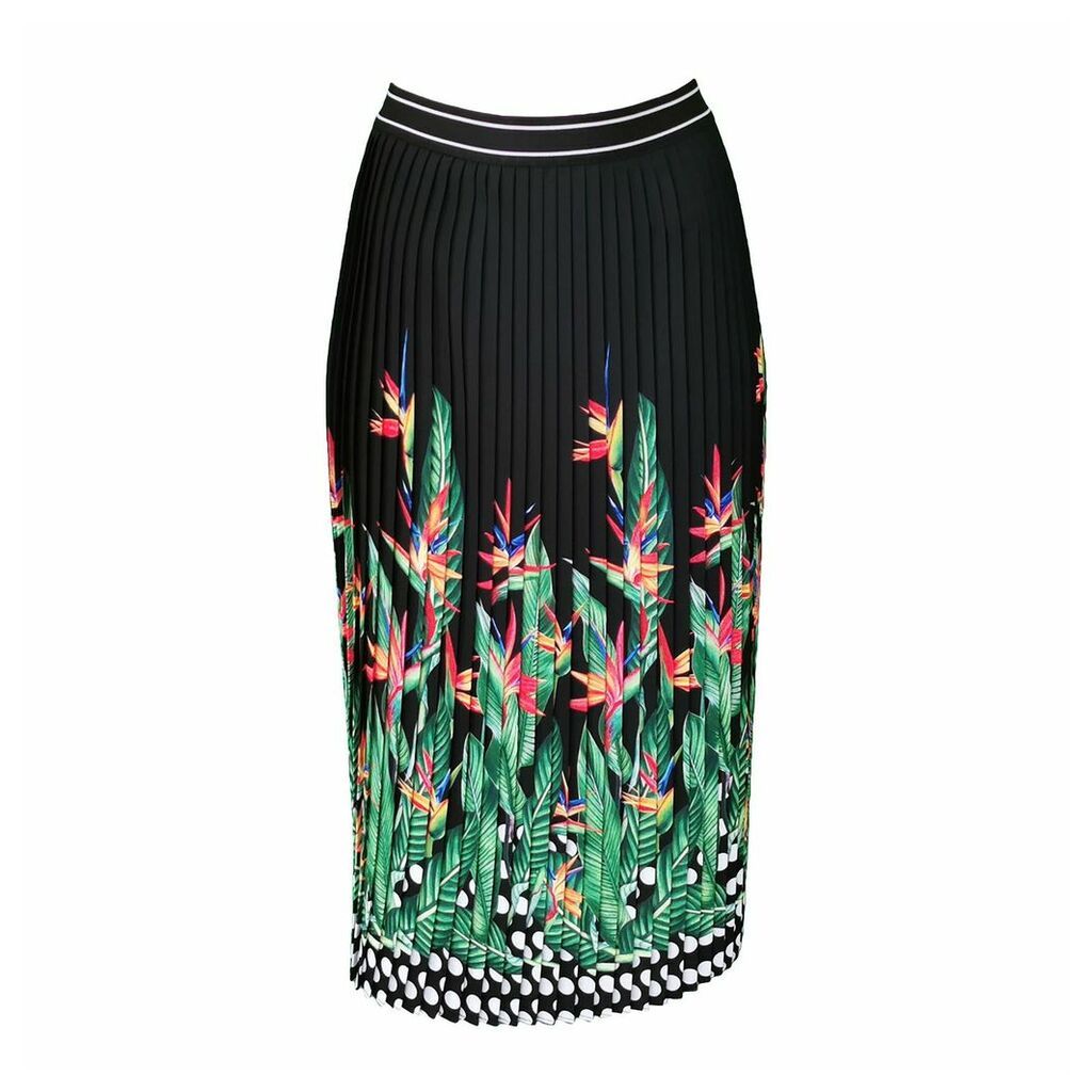Lalipop Design - Palm Tree Print Pleated Midi Skirt