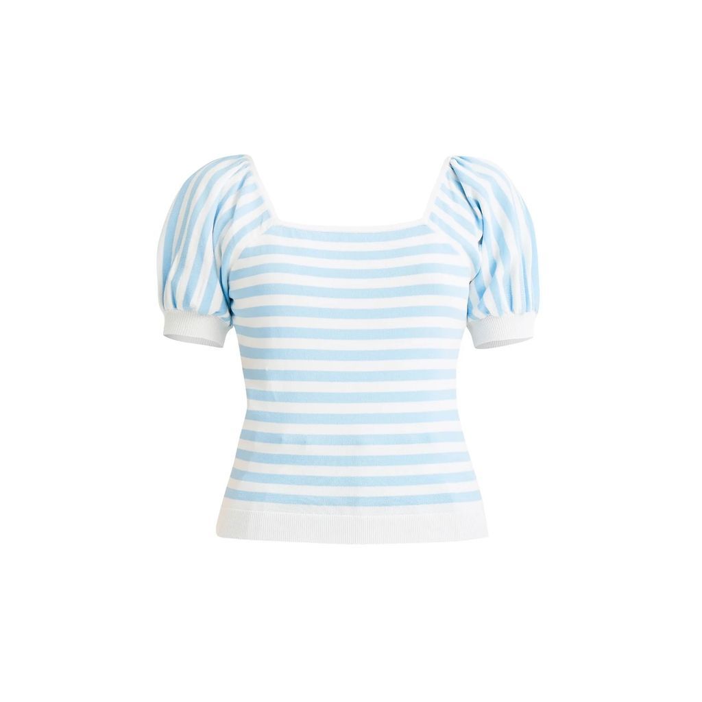 PAISIE - Puff Sleeve Striped Knitted Top