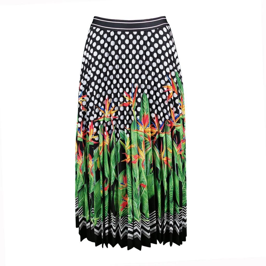 Lalipop Design - Polka Dot & Palm Tree Print Pleated Skirt