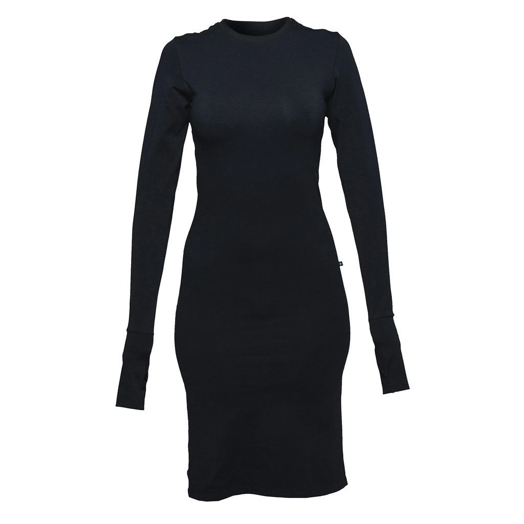 NON+ - NON398 Long Sleeve Tight Dress With Finger Thumb - Black
