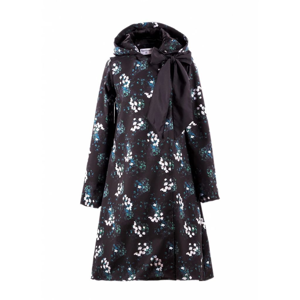 RainSisters - Floral Double Breasted Coat With A Bow: Blossom