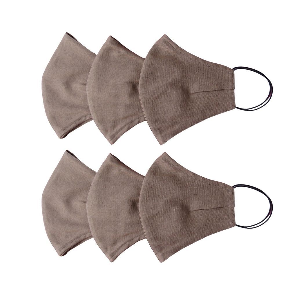 Rumour London - Pack Of 6 Linen Protective Cloth Mask In Brown