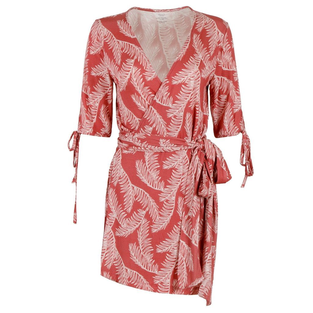 Sur La Côte - Red Leaf Print Wrap Dress