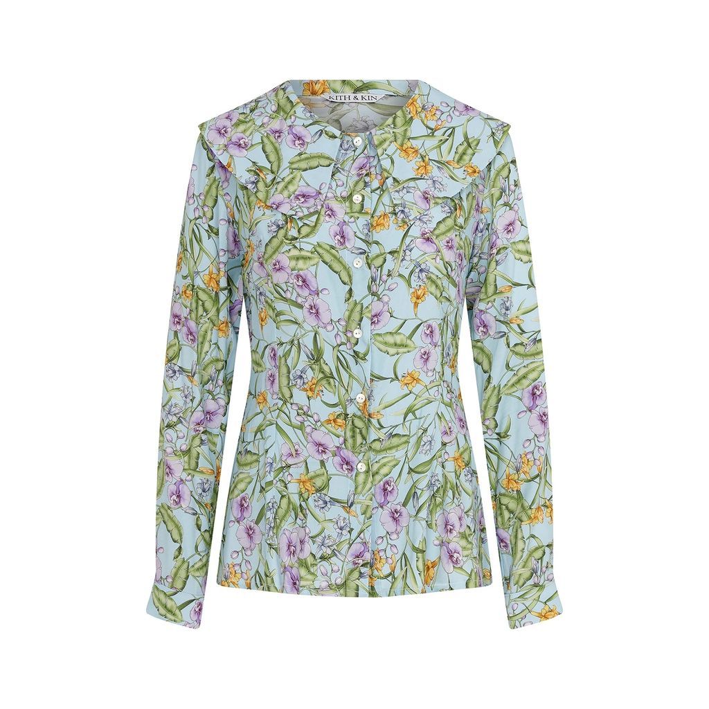 kith & kin - Floral Silk Shirt With Big Collar