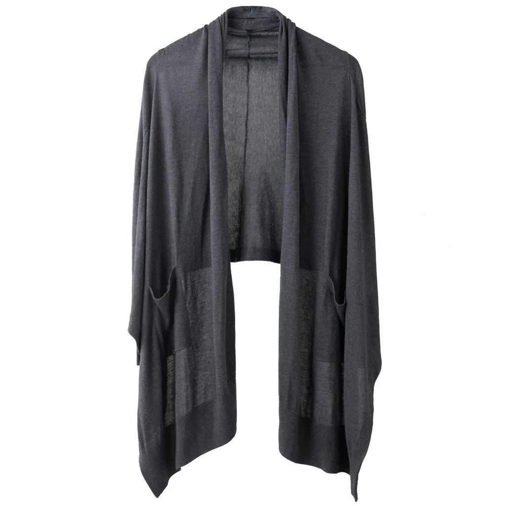 Voya - Avoir Charcoal Cashmere Silk Wrap Cardigan