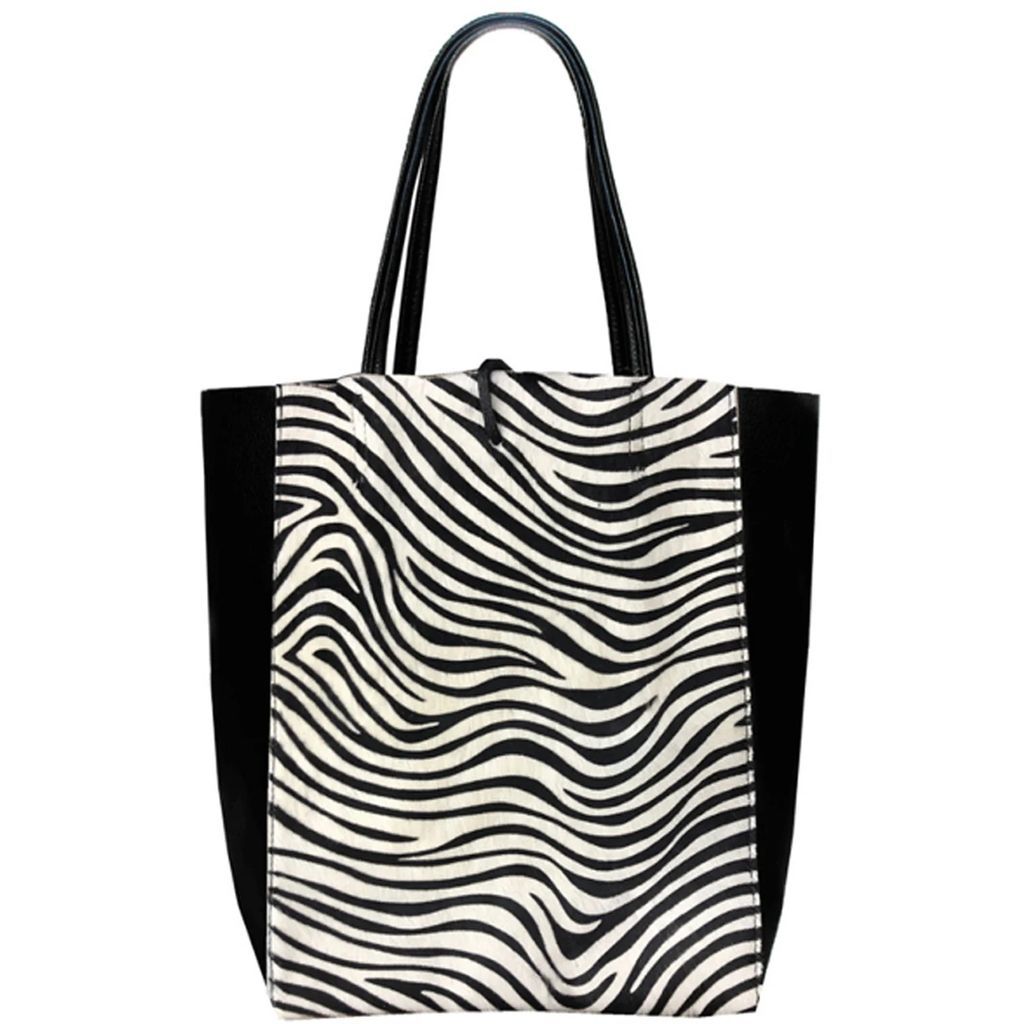 Sostter - Zebra Hair On Leather Tote Shopper Bag