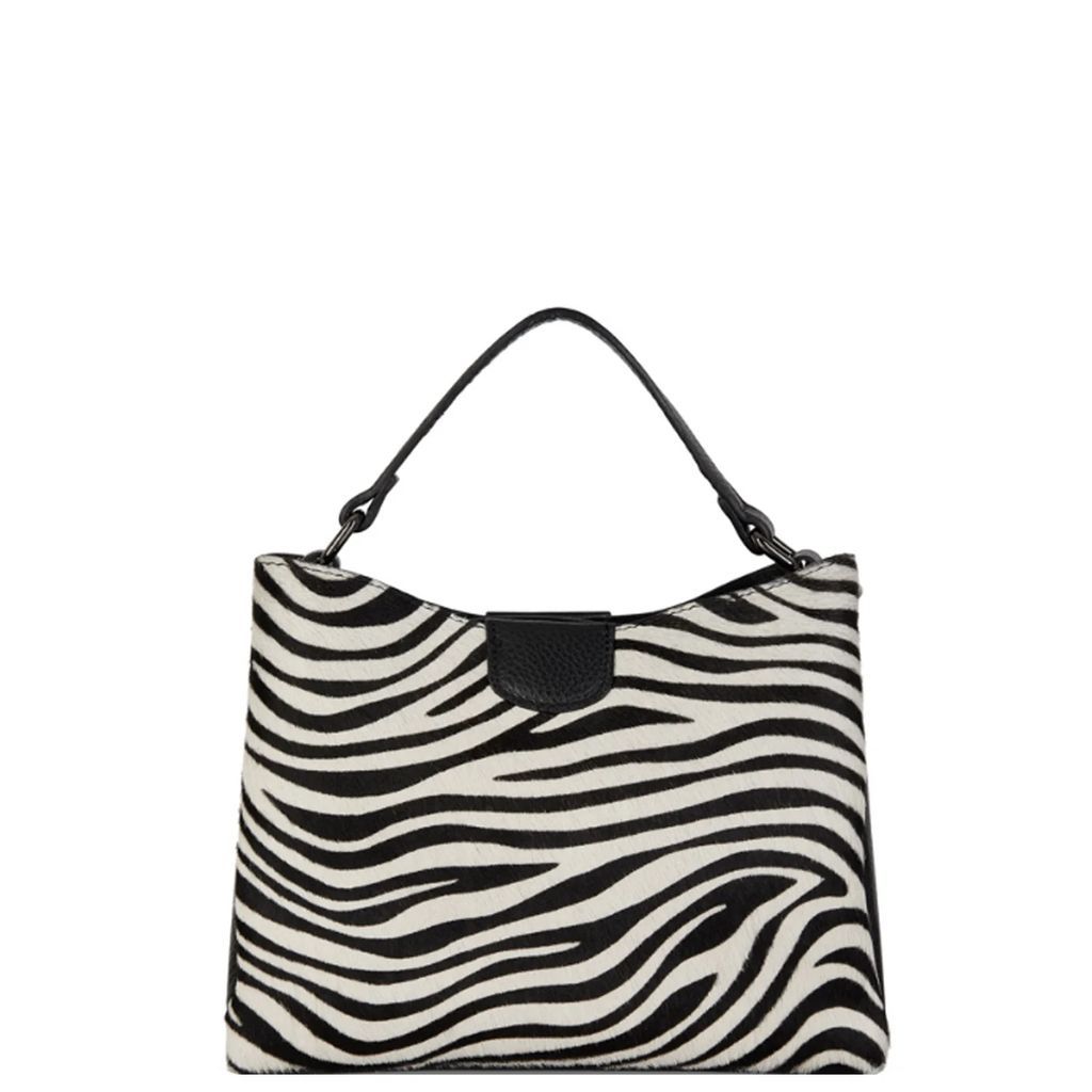 Sostter - Zebra Print Suede Leather Grab Bag