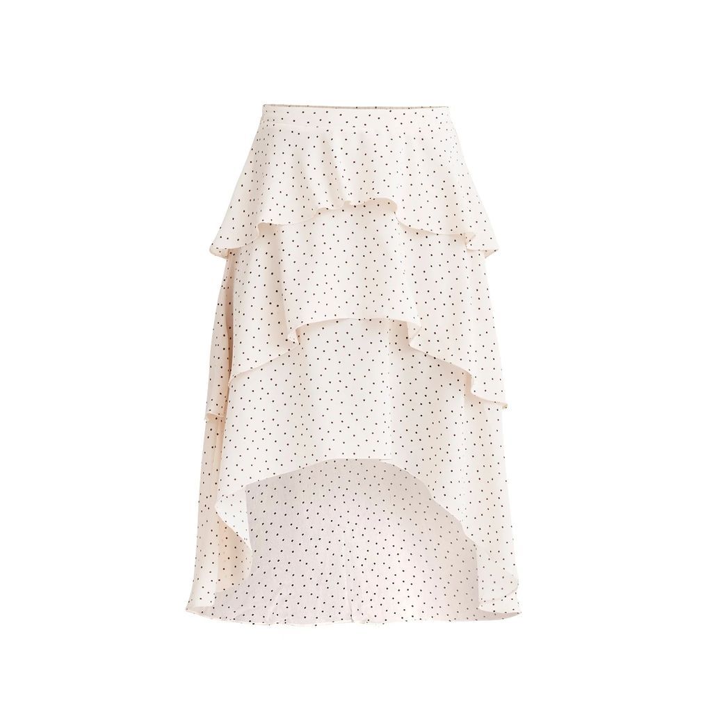 PAISIE - Diamond Print Ruffle Skirt In Cream & Brown