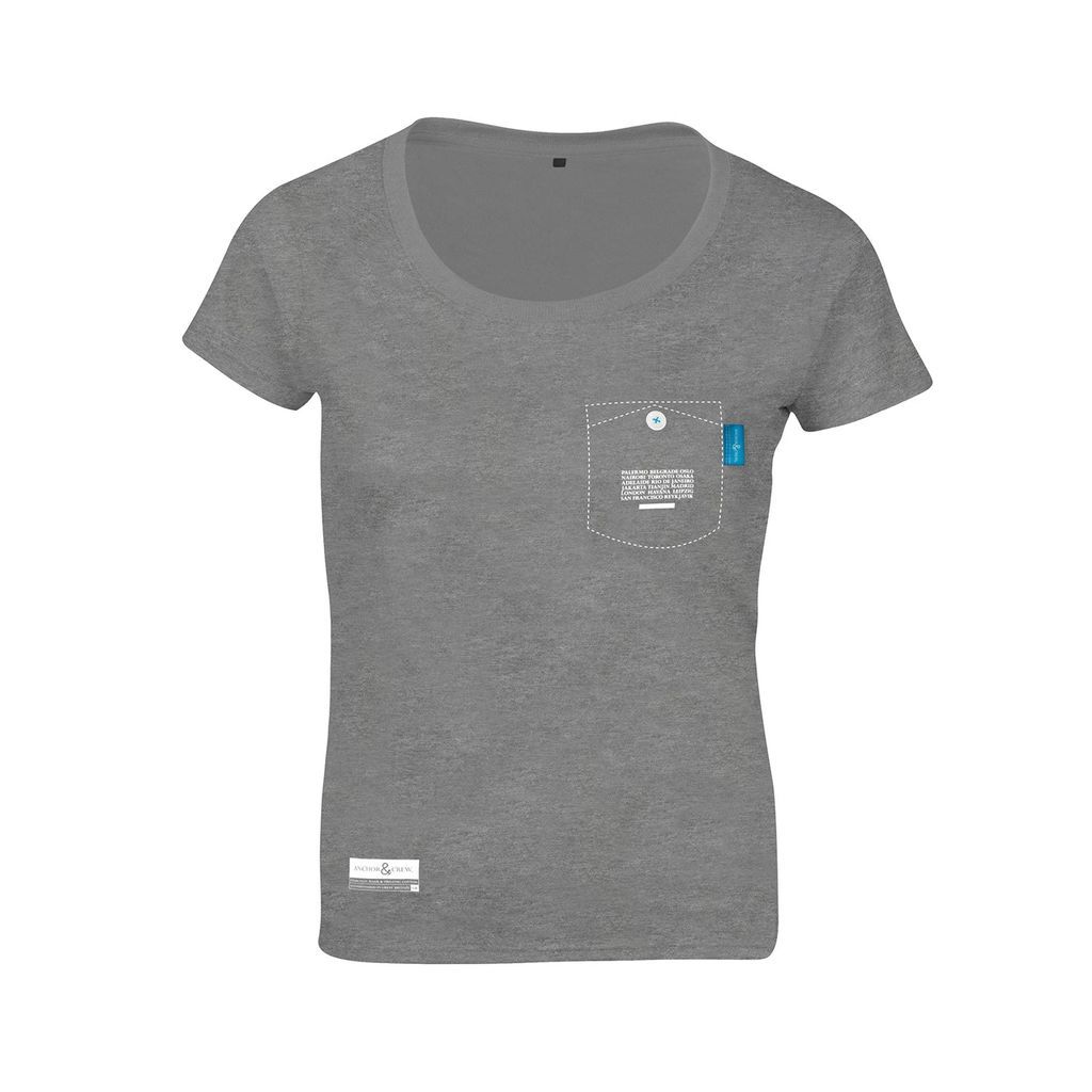 ANCHOR & CREW - Athletic Grey Travel Print Organic Cotton T-Shirt Womens