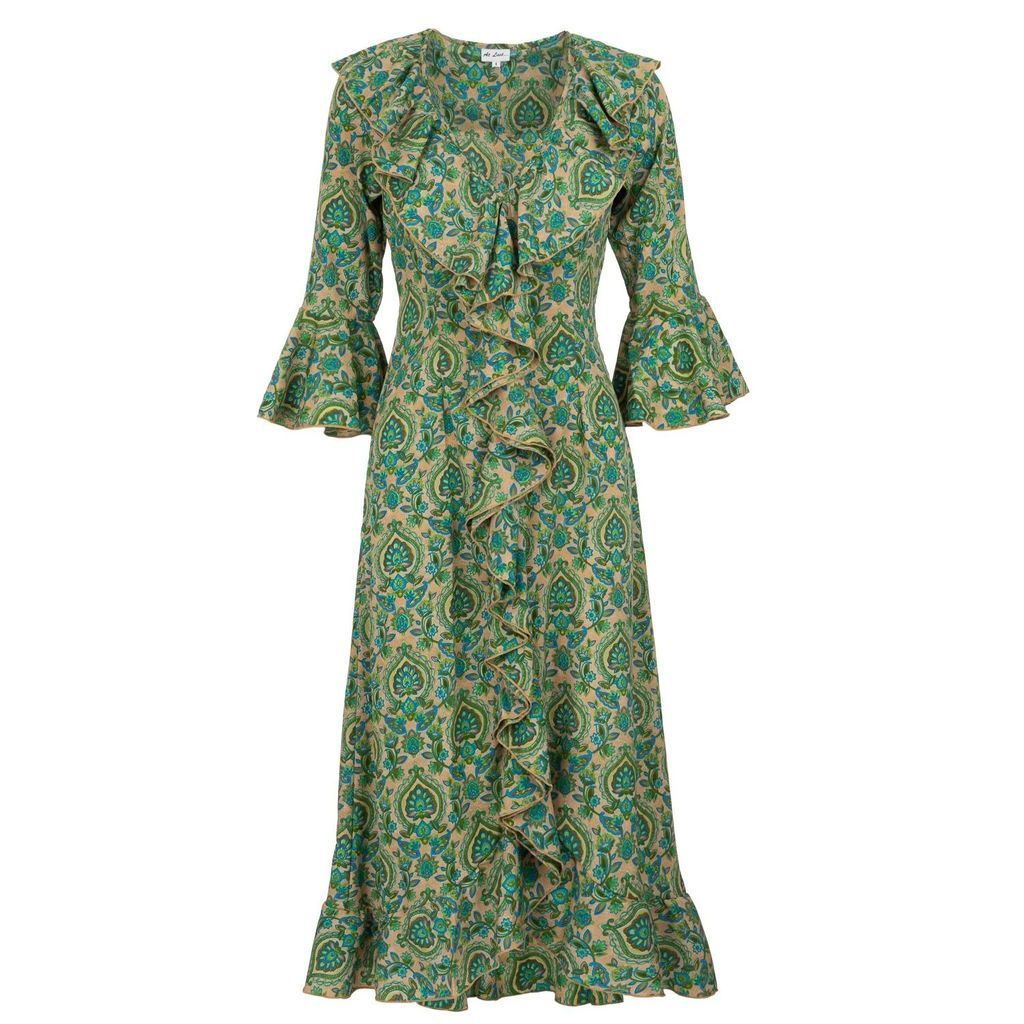 At Last. - Felicity Midi Dress In Green Paisley