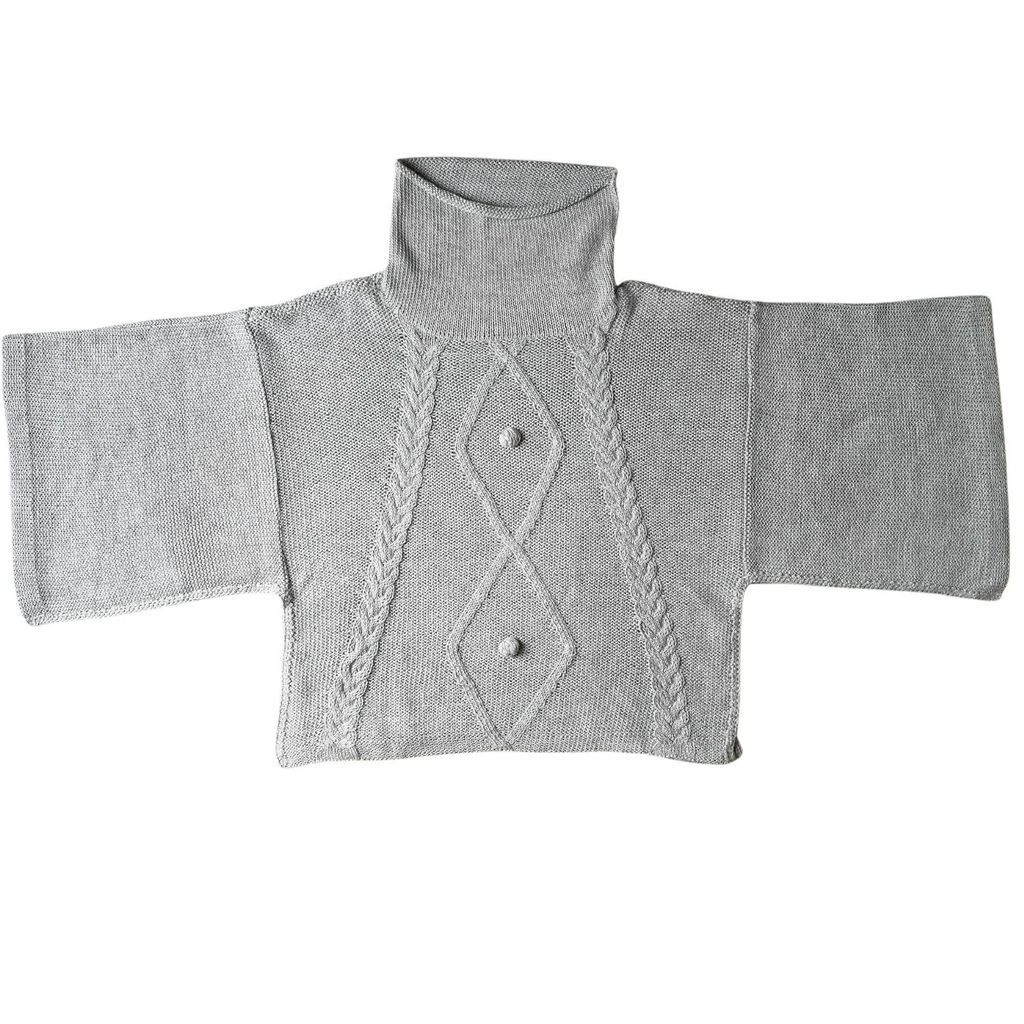 INKANTI - Iquitos Pale Grey Poncho In Baby Alpaca Wool