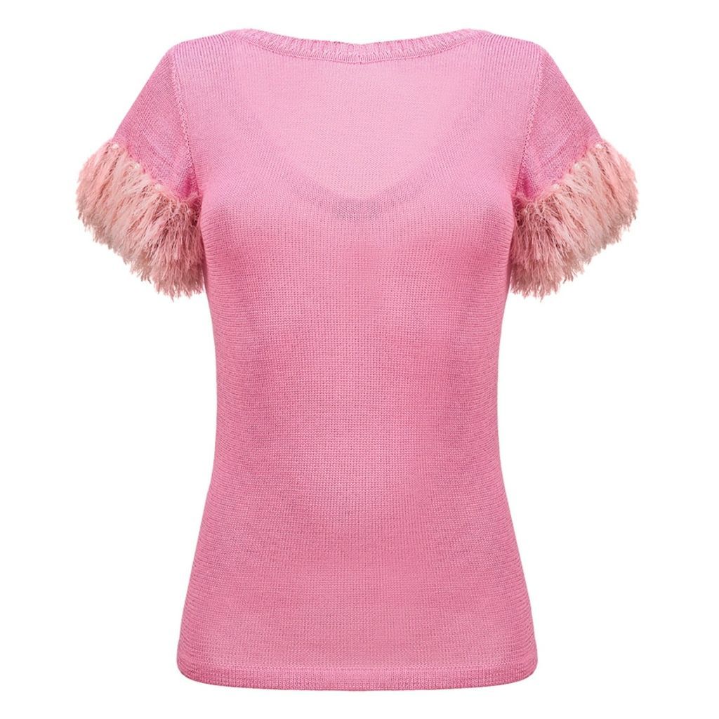 ANDREEVA - Pink Knit Top With Handmade Knit Details